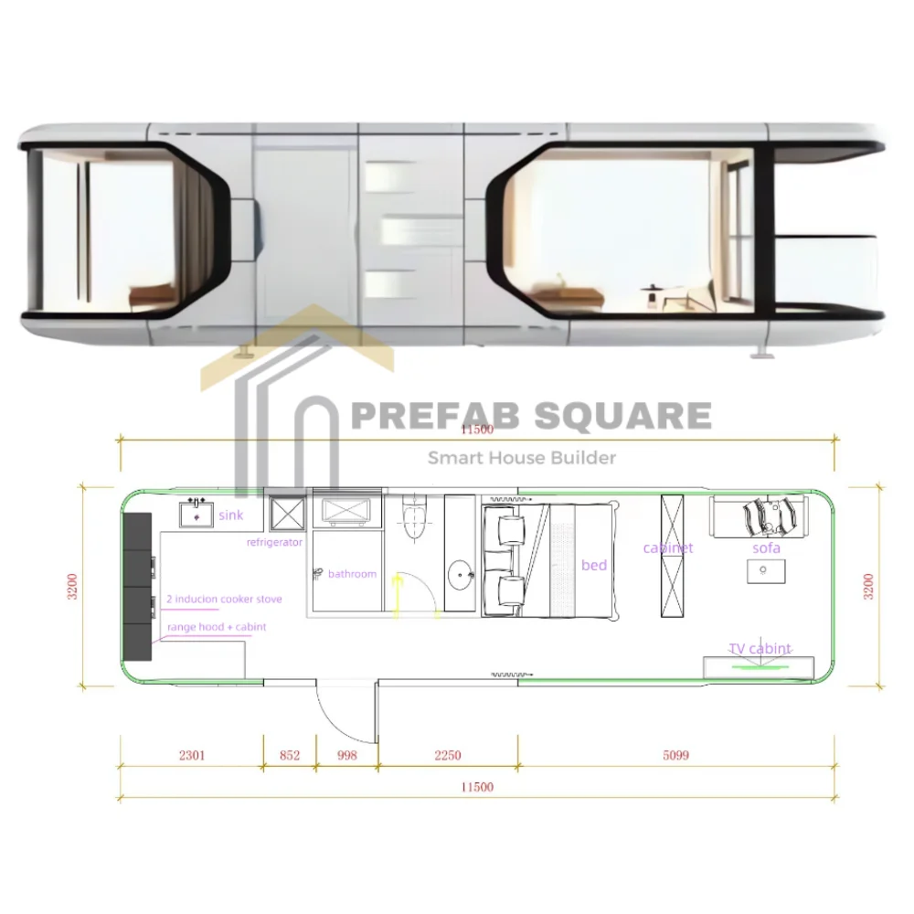 PrefabSquare Apple Cabin Model E7 With Kitchen